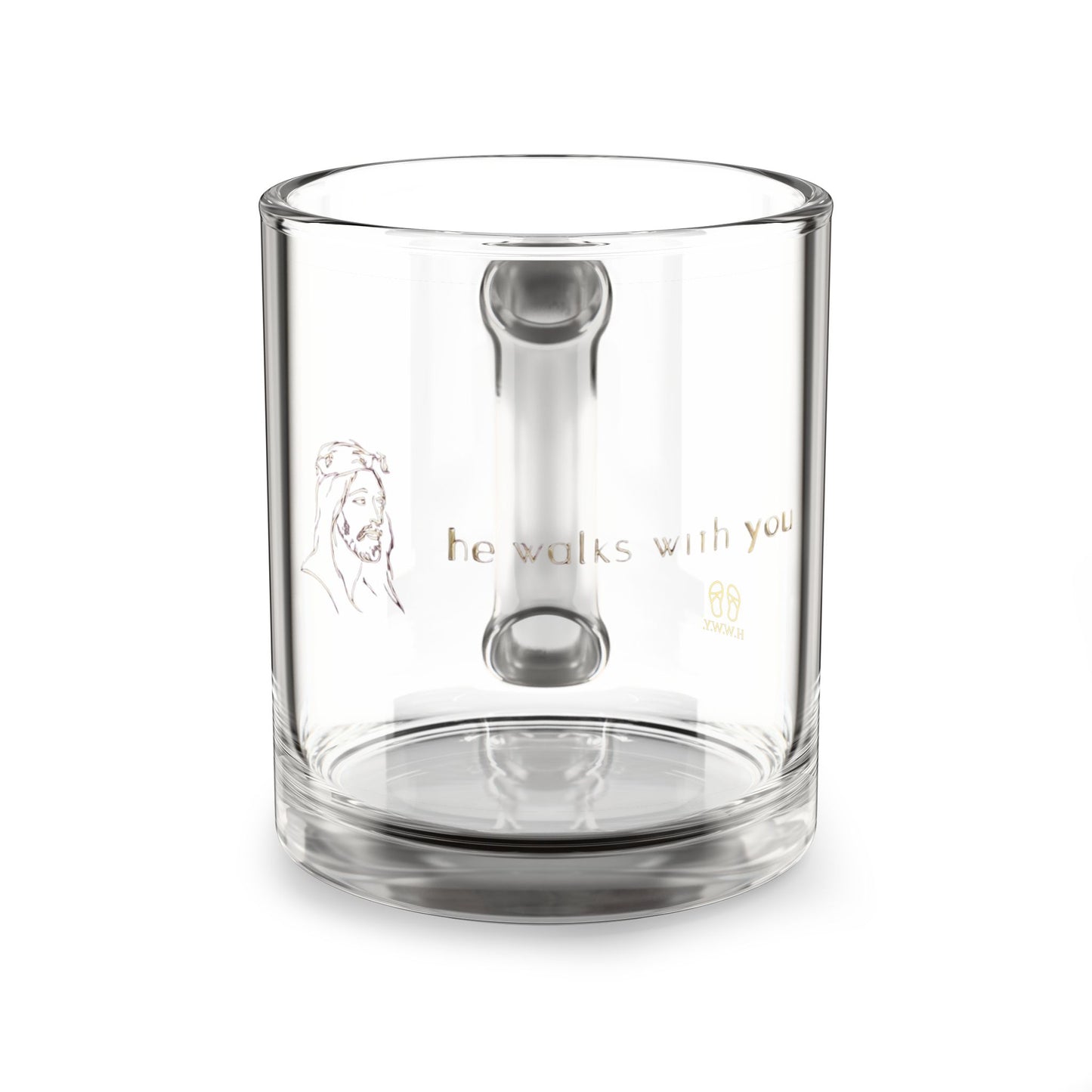 Christian faith-inspired H.W.W.Y. mug with sandals logo, perfect gift for believers
